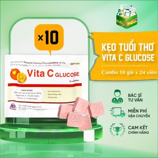[Combo 10 Gói] Kẹo Cam Tuổi Thơ Vita C Glucose (Gói 24 Viên Ngậm)