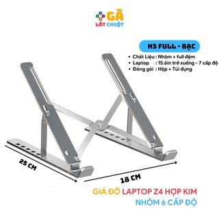 Giá đỡ laptop nhôm, Kệ kê laptop bề mặt full đệm tăng khả năng bám và chống chày laptop,macbook,máy tính bảng