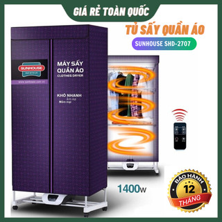 Tủ sấy quần áo sunhouse shd-2707 công suất 1500w, sấy khô khử khẩn - hàng chính hãng bảo hành 12 tháng