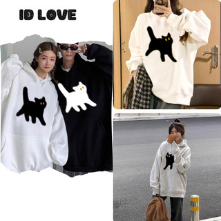 Áo Thun Khoác Hoodie Sweater Nam Nữ Local Brand IDLOVE  Áo Phông Cặp Đôi Form Rộng Trắng Đen OFC144