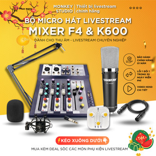Mic livestream | micro thu âm mixer f4 & mic takstar pc k600 hát livestream karaoke, monkey studio