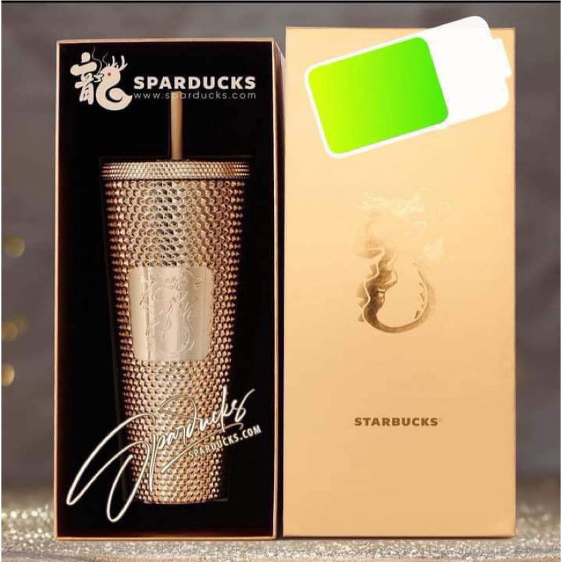 Ly studded gold rồng vàng may mắn Starbucks  China 2024