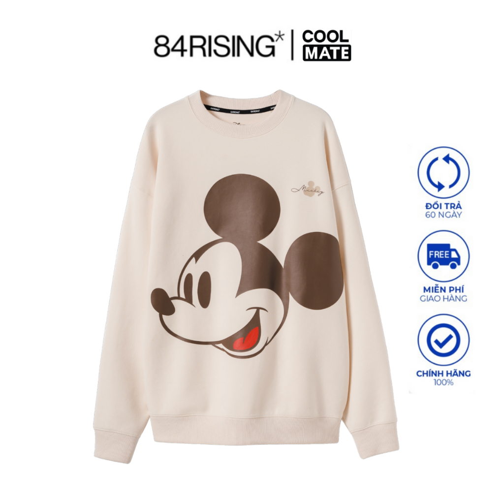 Áo Disney nỉ oversize 84RISING Mickey icon màu Be