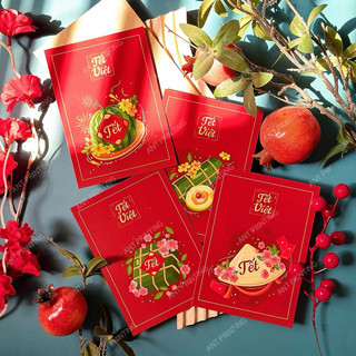 |new| thiệp tết - thiệp chúc mừng năm mới - thiệp tết việt đỏ - có bao thư