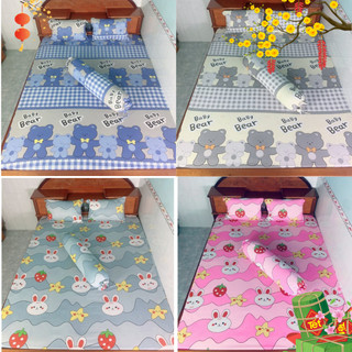 Bộ ga giường thun hàn quốc, ga gối thun lạnh 4 món, drap trải giường size nệm 1m6, 1m8 mẫu mã đa dạng