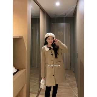 𝗟𝗔 𝗖𝗛𝗔𝗥𝗠𝗘́ |váy suông dạ cổ len đan móc jin.c 5059