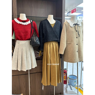 𝗟𝗔 𝗖𝗛𝗔𝗥𝗠𝗘́ |Váy suông dạ cổ len đan móc JIN.C 5059