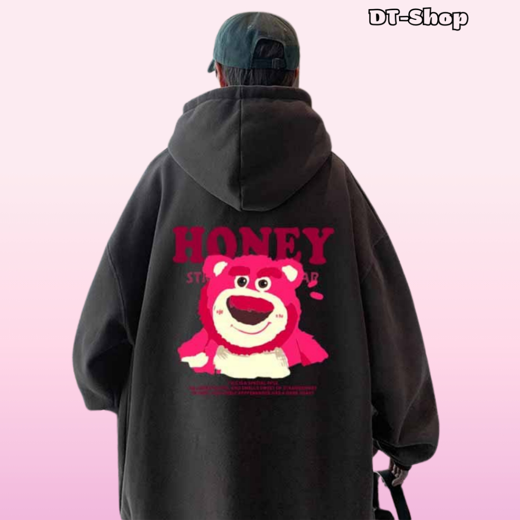 áo khoác hoodie nam nữ unisex năng động đơn giản + Áo chống nắng có nón, hình gấu dâu losto honey hoạt hình dễ thương S0