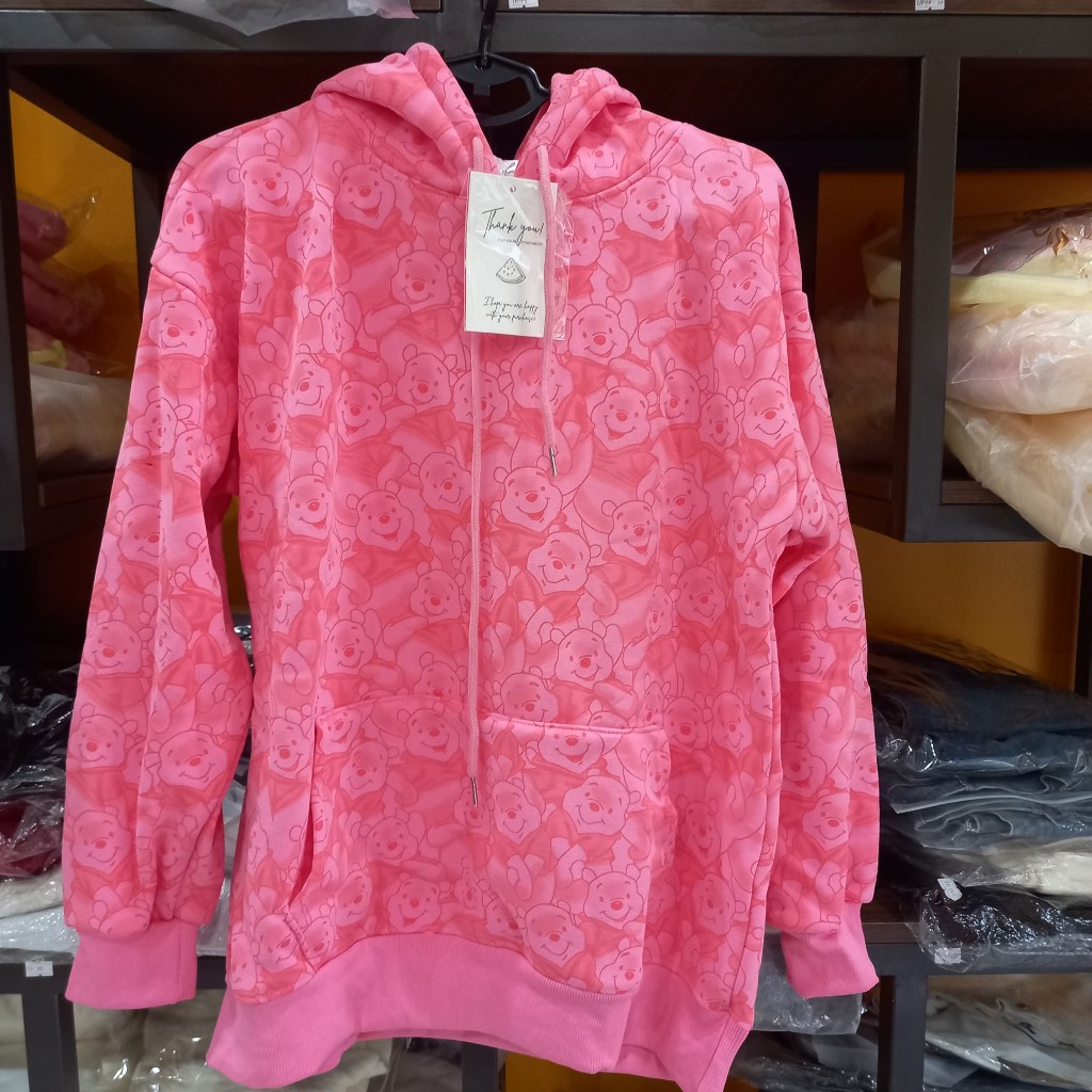 Áo Hoodie Mũ Nỉ In Hoạ Tiết Gấu Pooh Kín Thân, Form Rộng, Dày Dặn, HT359150