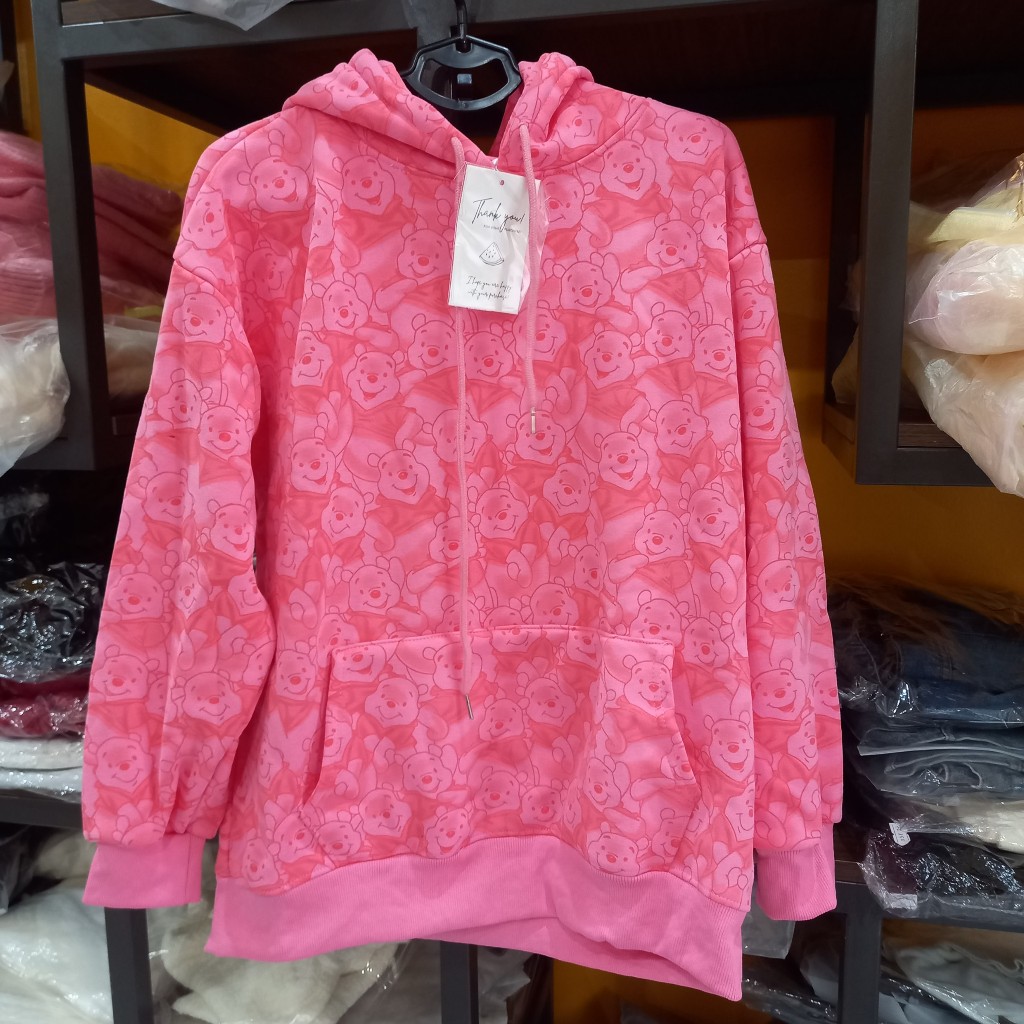 Áo Hoodie Mũ Nỉ In Hoạ Tiết Gấu Pooh Kín Thân, Form Rộng, Dày Dặn, HT359150