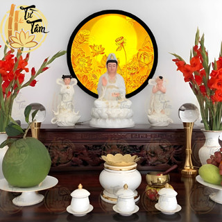 Đèn thờ hào quang trúc chỉ in từ tâm đèn hào quang phật hoa sen trang trí bàn thờ tượng phật, phòng thờ
