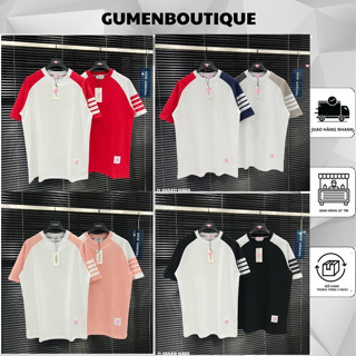 Áo Phông Nam Thôm Phối 4 Vạch Siêu Đẹp - Áo Thun Nam Nữ Thôm Phối Màu Viền Vai Cao Cấp