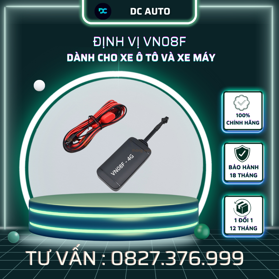 Định Vị Xe Máy, Ô Tô VN08F 4G | Siêu Nhỏ, Giá Rẻ, Dễ Dàng Lắp Đặt