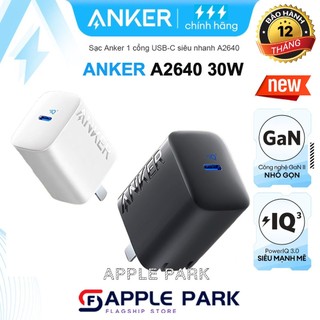 Củ Sạc Anker A2639 A2640 GaN II PD 30W(Chân Gập),hỗ trợ IQ3.0/PD/PPS,cho Laptop 15 Pro Max 14 Pro 13 Pro 12 11,BH 12T