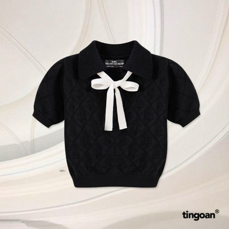 Áo croptop yuri tí ngoan hồng đen
