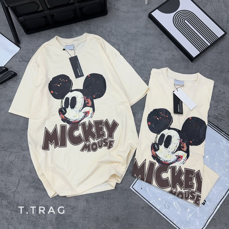 Áo phông in Mickey form rộng dáng dài, Áo thun nữ hàng QC AT1402 - NhiNhi Shop