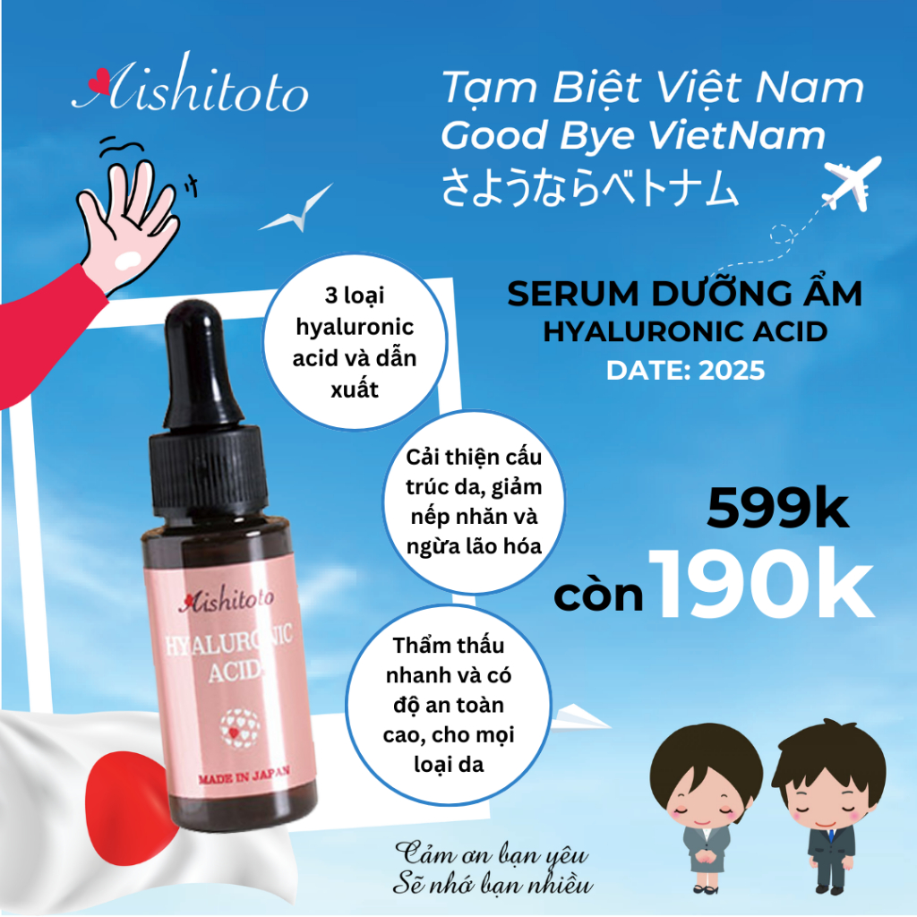 Serum Aishitoto dưỡng ẩm Hyaluronic Acid Concentrated 20ml