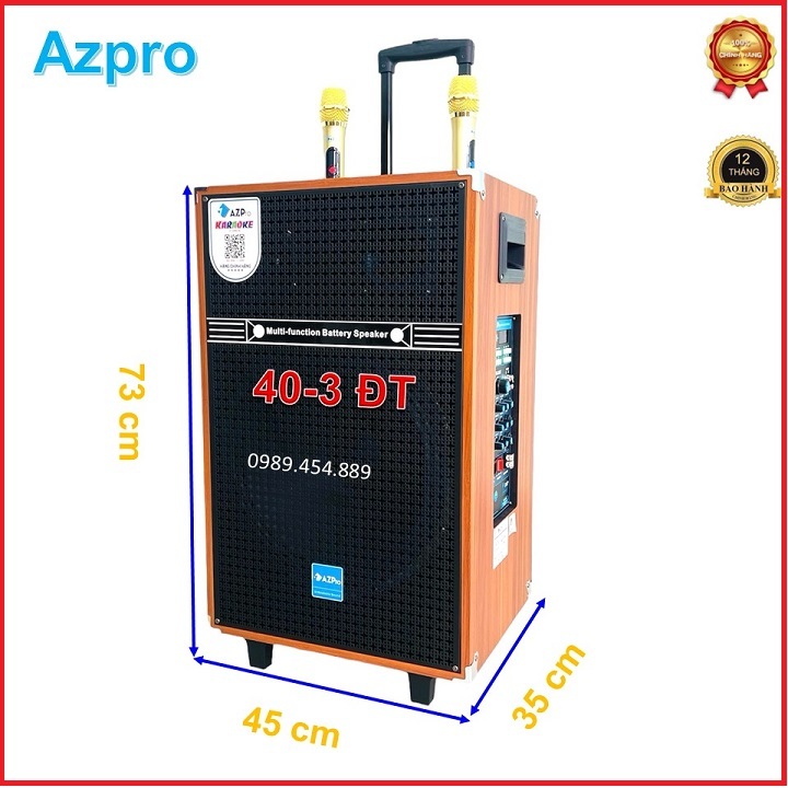 Loa kéo chính hãng AZPRO,AZ-C16-A,Bass 40-3 đường tiếng mẫu mới nhất 10 núm chỉnh,mạch Reverb ,Tặng 2 mic không dây