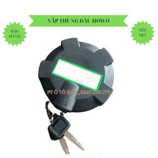 Nắp bình dầu, nắp thùng dầu xe tải Howo STR, kèm chìa khóa. Đường kính d120, lỗ dầu 86mm