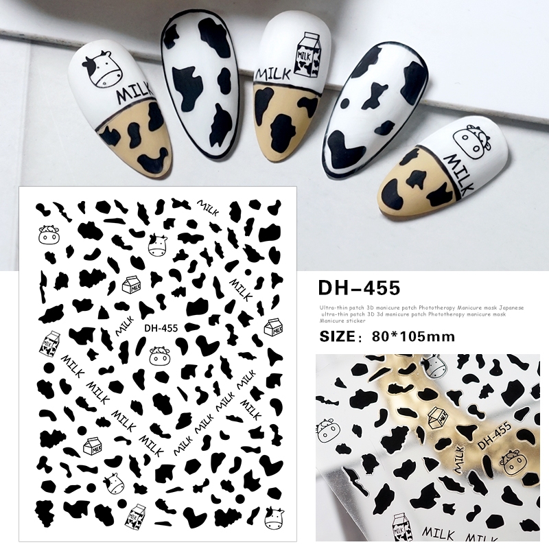 sticker trang trí nail bò sữa độc đáo