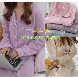 Set Bộ Mặc Nhà Big Size, Bộ Ngủ Đũi Xốp Tay Dài Quần Dài vải đẹp lên form tôn dáng.