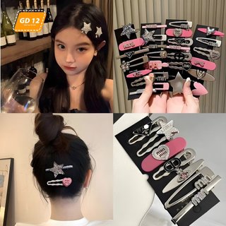 Set 7 kẹp tóc kim loại đính nhiều hình sang chảnh phong cách trẻ trung GD12