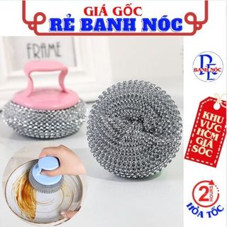 Cọ Xoong Nồi BÚI SẮT KHÔNG RỈ Có Tay Cầm Rửa Chén Bát, Xoong Nồi Có Tay Cầm - Cọ Bùi Nhùi Chà Nồi Thông Minh Tiện Dụng