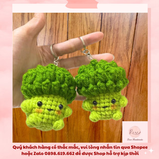 Móc khóa súp lơ len, bông cải len handmade