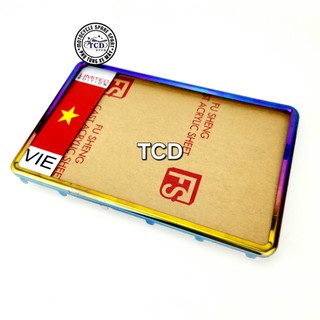 Bộ khung biển số viền titan lá cờ lắp cho các dòng xe máy wave, dream, winer, ex150, ex11, vario, fu125,...