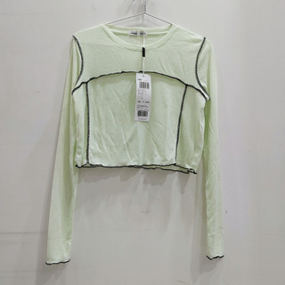Áo croptop xanh neon nhạt SEMIR size XS cho cô nàng nhỏ nhắn (40-46kg) phong cách trẻ trung năng động (mới, nguyên tag)