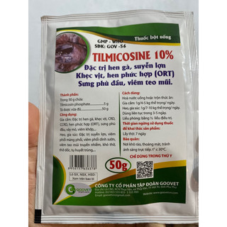 Timicosine 10% 50g hen gà, khẹc vịt, suyễn lợn....