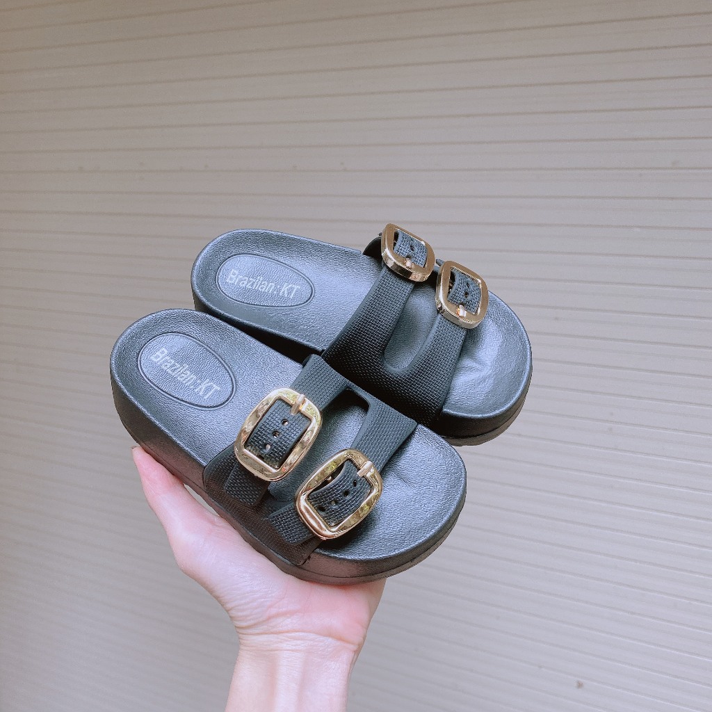 TĂNG 1 SIZE FORM NHỎ Dép Lê Đế Cao Siêu Nhẹ 2 Quai Khóa Điều Chỉnh Cao 3Cm Cho Bé Gái K239