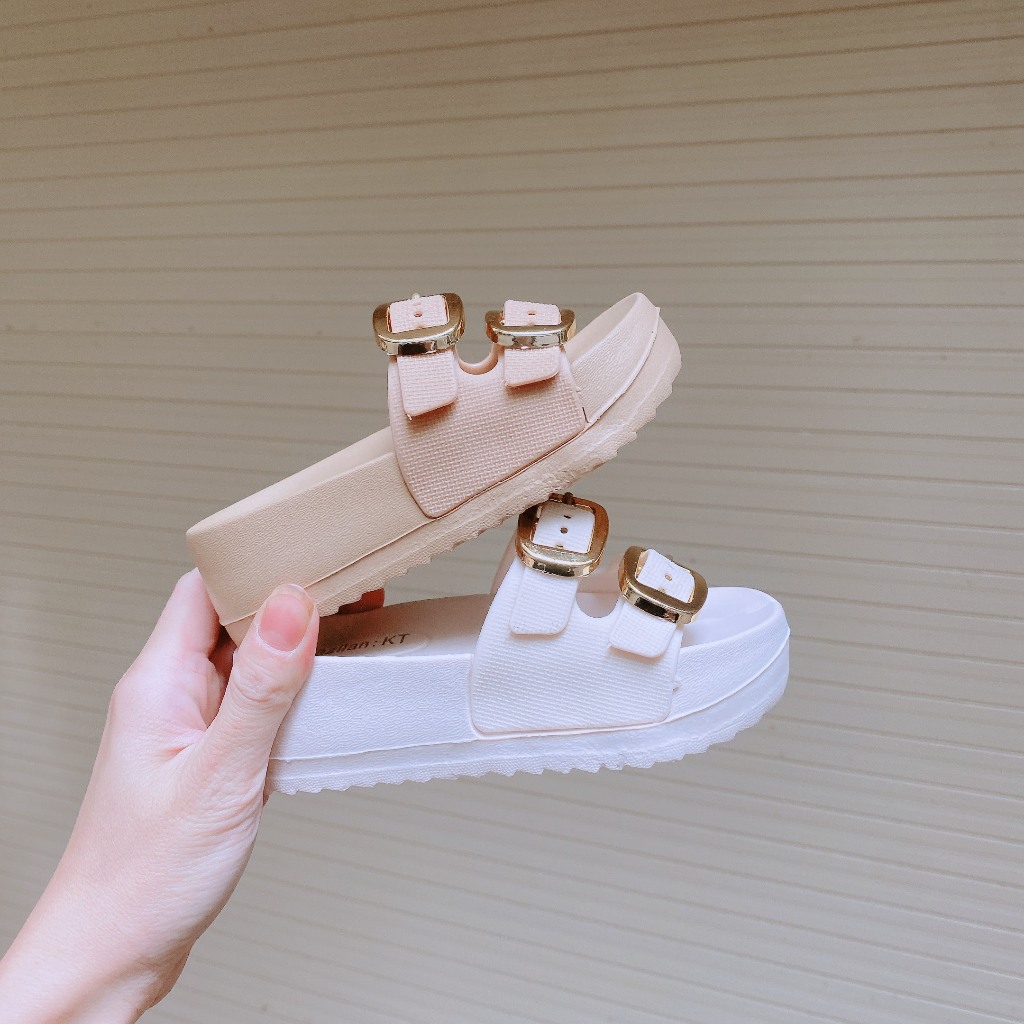 TĂNG 1 SIZE FORM NHỎ Dép Lê Đế Cao Siêu Nhẹ 2 Quai Khóa Điều Chỉnh Cao 3Cm Cho Bé Gái K239