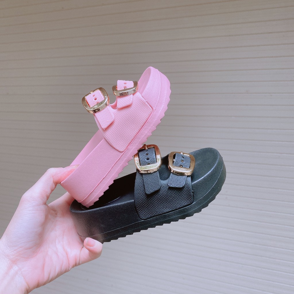 TĂNG 1 SIZE FORM NHỎ Dép Lê Đế Cao Siêu Nhẹ 2 Quai Khóa Điều Chỉnh Cao 3Cm Cho Bé Gái K239