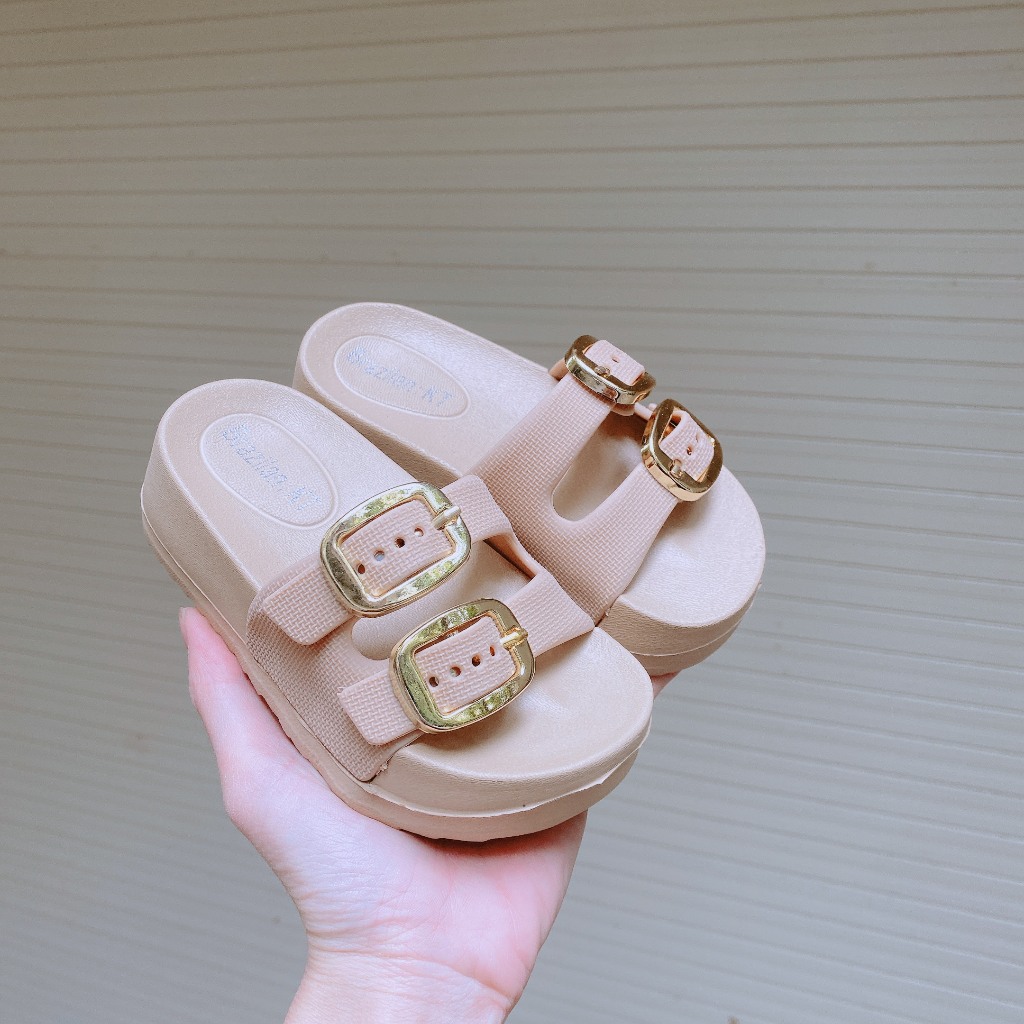 TĂNG 1 SIZE FORM NHỎ Dép Lê Đế Cao Siêu Nhẹ 2 Quai Khóa Điều Chỉnh Cao 3Cm Cho Bé Gái K239