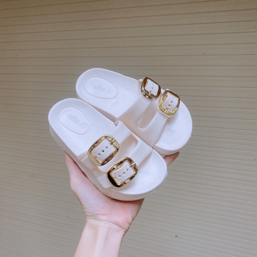 TĂNG 1 SIZE FORM NHỎ Dép Lê Đế Cao Siêu Nhẹ 2 Quai Khóa Điều Chỉnh Cao 3Cm Cho Bé Gái K239