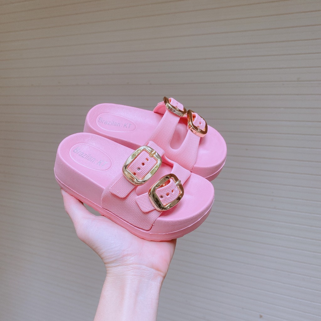 TĂNG 1 SIZE FORM NHỎ Dép Lê Đế Cao Siêu Nhẹ 2 Quai Khóa Điều Chỉnh Cao 3Cm Cho Bé Gái K239