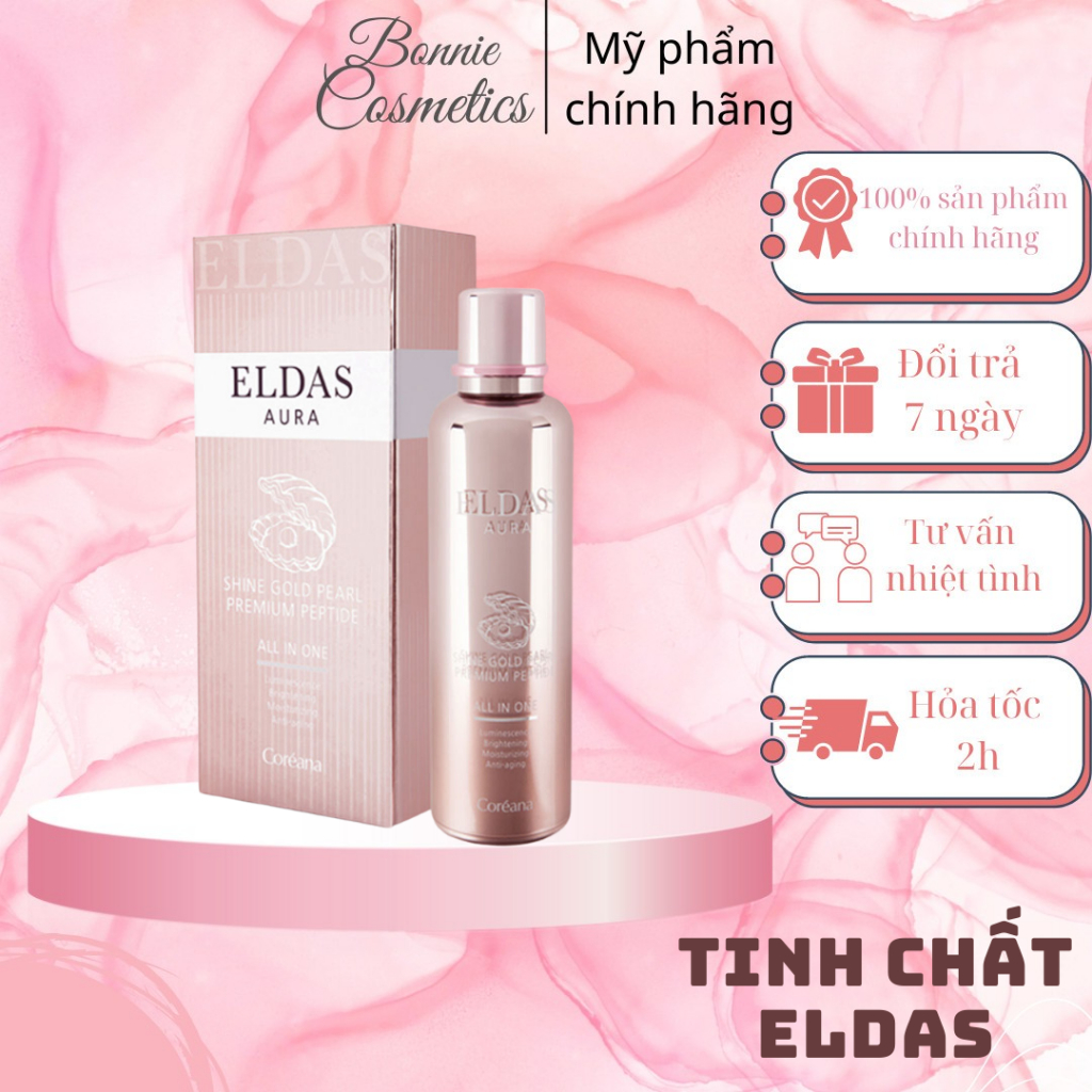 Tinh Chất Tế Bào Gốc Eldas Aura Shine Gold Pearl Premium Peptide All In One Coréana - 100ml