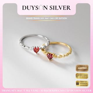 Nhẫn bạc Ý 925 mạ vàng đính đá đỏ hình trái tim Duyson Silver, nhẫn nữ mạ vàng trắng cao cấp [NXK39]