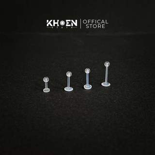 (1 Chiếc) Khuyên tai Chân dẹp đầu Bi trong suốt - Khoen store