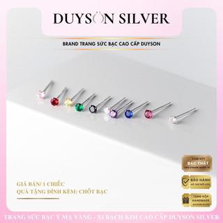 Bông tai bạc nụ đá nhiều màu Khuyên tai bạc Ý 925 mạ vàng trắng cao cấp DUYSON SILVER (GIÁ BÁN/1 CHIẾC) [KNXK25]