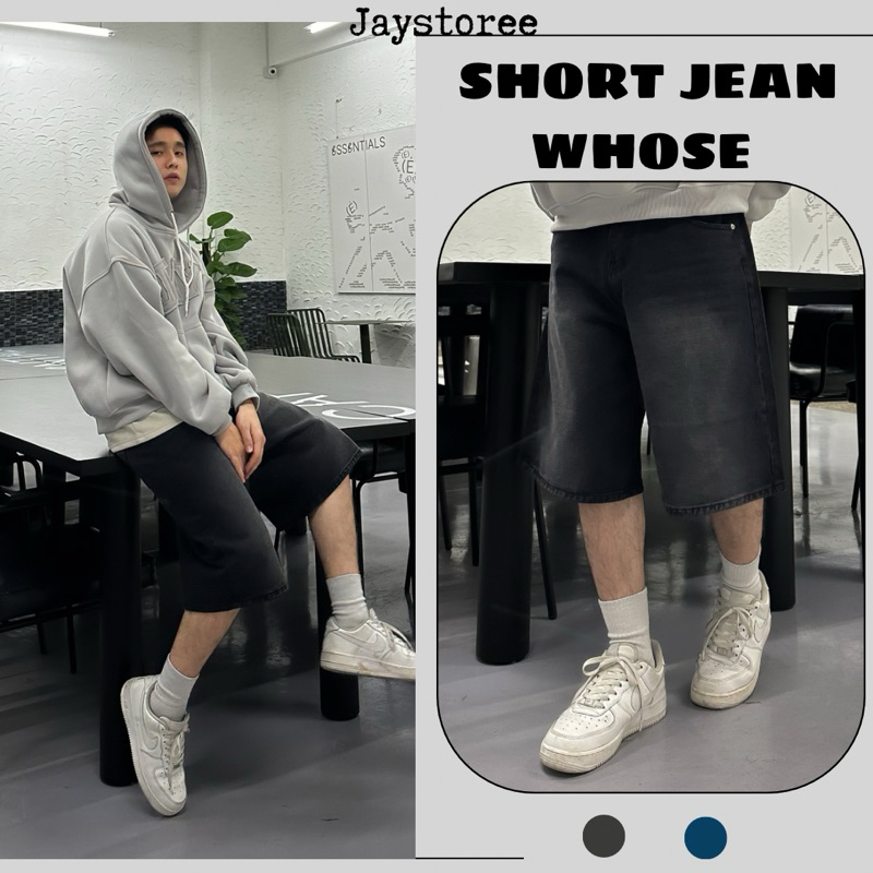 Quần short jean ống rộng WHOSE màu XANH/XÁM - Quần ngố bò form Nam nữ unisex ❤️ Jaystoree | BigBuy360 - bigbuy360.vn