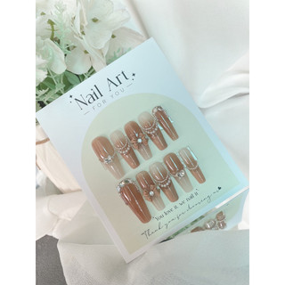 NAILBOX- móng úp thiết kế thủ công màu thạch nâu tây