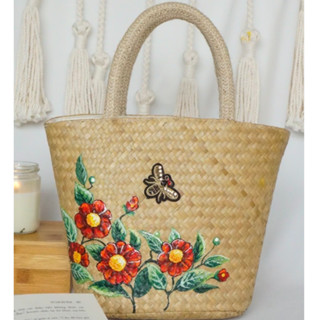 Túi Xách cói Nữ Giá sản xuất tại xưởng, Cỏ Bàng Hoa và ong Kiểu Dáng Thời Trang Chất Lượng Xuất Khẩu