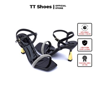Sandal cao gót 7cm bản ngang xoàn cao cấp TT Shoes son7cmxoan