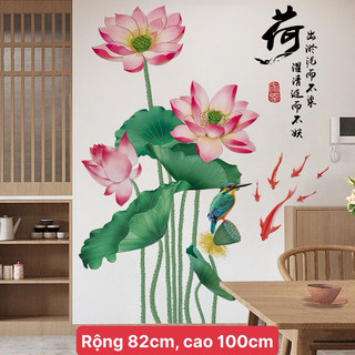 Decal dán tường hoa sen lớn 02