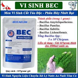 Men vi sinh cắt tảo, vi sinh xử lý nước ao nuôi tôm cá, Vi sinh BEC gói 227gram