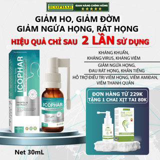 Xịt họng giảm ho Herbal Pharynx ICOPHAR - Chai 30mL - Giảm ho, giảm đờm, giảm đau rát họng, ngứa họng
