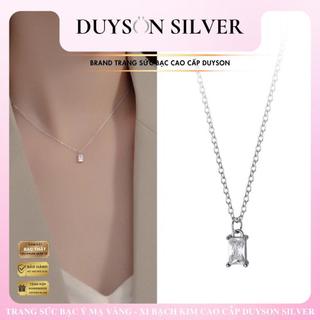 Dây chuyền bạc mạ vàng 14k cao cấp, vòng cổ bạc Ý 925 mặt đá hình chữ nhật DUYSON SILVER [DCXK23]