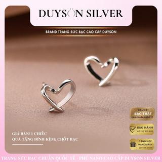 Khuyên tai bạc nữ trái tim đan chéo, bông tai bạc 925 xinh xắn DUYSON SILVER [KNKX19]